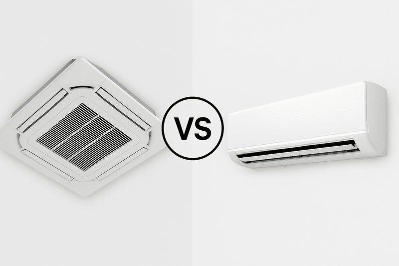 Aire Acondicionado Cassette vs. Sistemas Split Comparativa