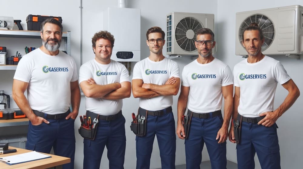 Equipo de instaladores de Gaserveis, especialistas en calderas y calentadores