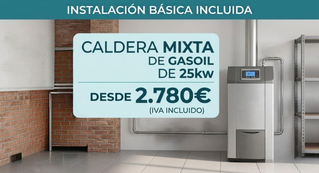 Caldera mixta de gasóleo de 25kW instalada en Barcelona
