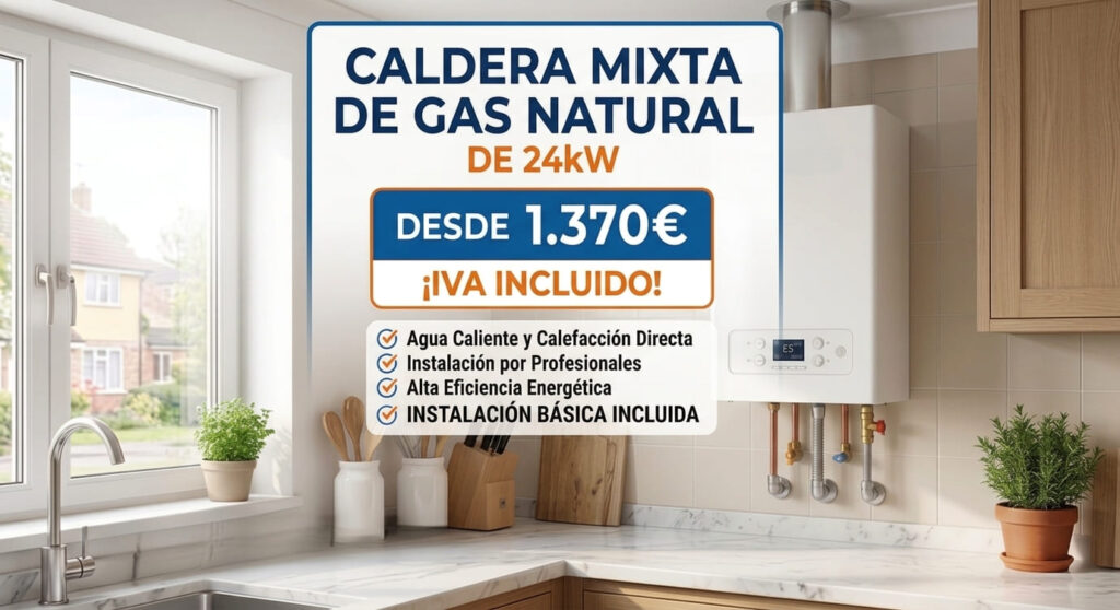 Caldera mixta de gas natural de 24kW instalada en cocina